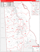Kent County Wall Map Red Line Style