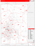 Kent County Wall Map Red Line Style