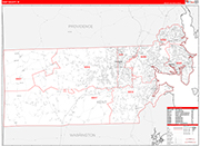Kent Wall Map Red Line Style