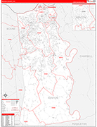 Kenton County Wall Map Red Line Style
