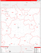 Keokuk County Wall Map Red Line Style