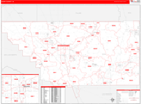 Kern County Wall Map Red Line Style