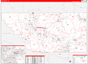 Kern County Wall Map Red Line Style