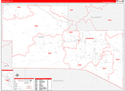 Kerr County Wall Map Red Line Style