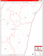 Kewaunee County Wall Map Red Line Style