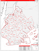 Kings Wall Map Red Line Style