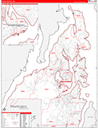 Kitsap Wall Map Red Line Style