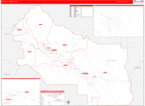 Kittitas County Wall Map Red Line Style