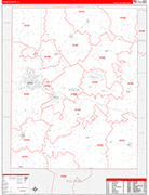 Knox County Wall Map Red Line Style
