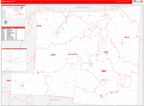 Knox County Wall Map Red Line Style