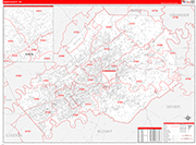 Knox County Wall Map Red Line Style