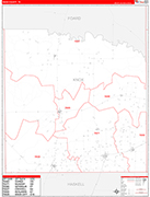 Knox County Wall Map Red Line Style