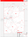 Kootenai County Wall Map Red Line Style