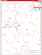 Kootenai Wall Map Red Line Style
