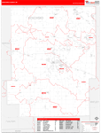 Kosciusko County Wall Map Red Line Style
