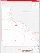 Lafayette County Wall Map Red Line Style