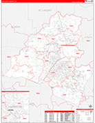 Lafayette County Wall Map Red Line Style