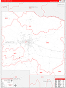 Lafayette County Wall Map Red Line Style