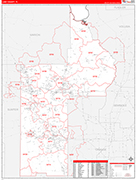 Lake County Wall Map Red Line Style