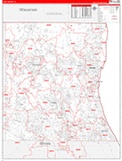 Lake County Wall Map Red Line Style