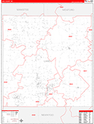Lake County Wall Map Red Line Style