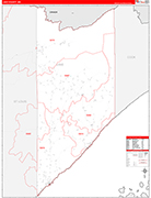 Lake County Wall Map Red Line Style