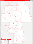 Lake County Wall Map Red Line Style