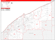 Lake County Wall Map Red Line Style