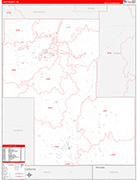 Lake Wall Map Red Line Style