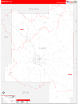Lamar County Wall Map Red Line Style