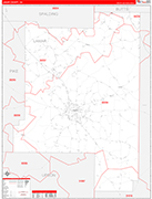 Lamar County Wall Map Red Line Style