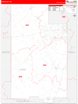 Lamar County Wall Map Red Line Style