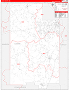 Lamar County Wall Map Red Line Style
