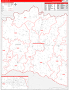 Lamar County Wall Map Red Line Style