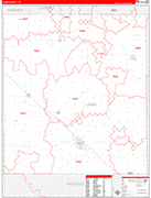 Lamb County Wall Map Red Line Style