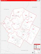 Lamoille County Wall Map Red Line Style