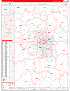 Lancaster County Wall Map Red Line Style