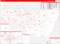 Lane County Wall Map Red Line Style