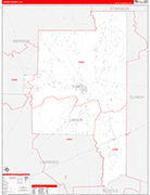 Lanier County Wall Map Red Line Style