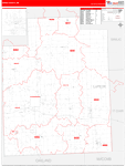 Lapeer Wall Map Red Line Style