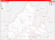 Larue County Wall Map Red Line Style