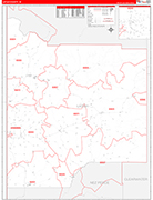 Latah Wall Map Red Line Style