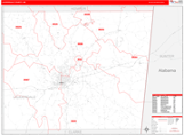 Lauderdale County Wall Map Red Line Style