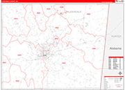 Lauderdale County Wall Map Red Line Style