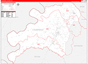 Lauderdale Wall Map Red Line Style