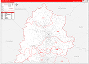 Laurel County Wall Map Red Line Style