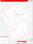 Laurens County Wall Map Red Line Style