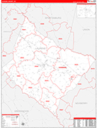 Laurens County Wall Map Red Line Style