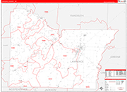 Lawrence County Wall Map Red Line Style