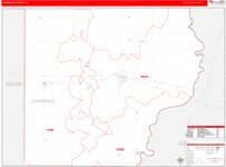 Lawrence County Wall Map Red Line Style
